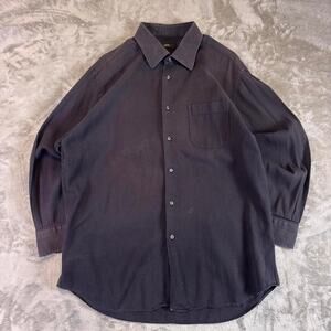 Hugo Boss Button Up Shirt Men’s 17.5 32/33 Black Herringbone Dress Shirt